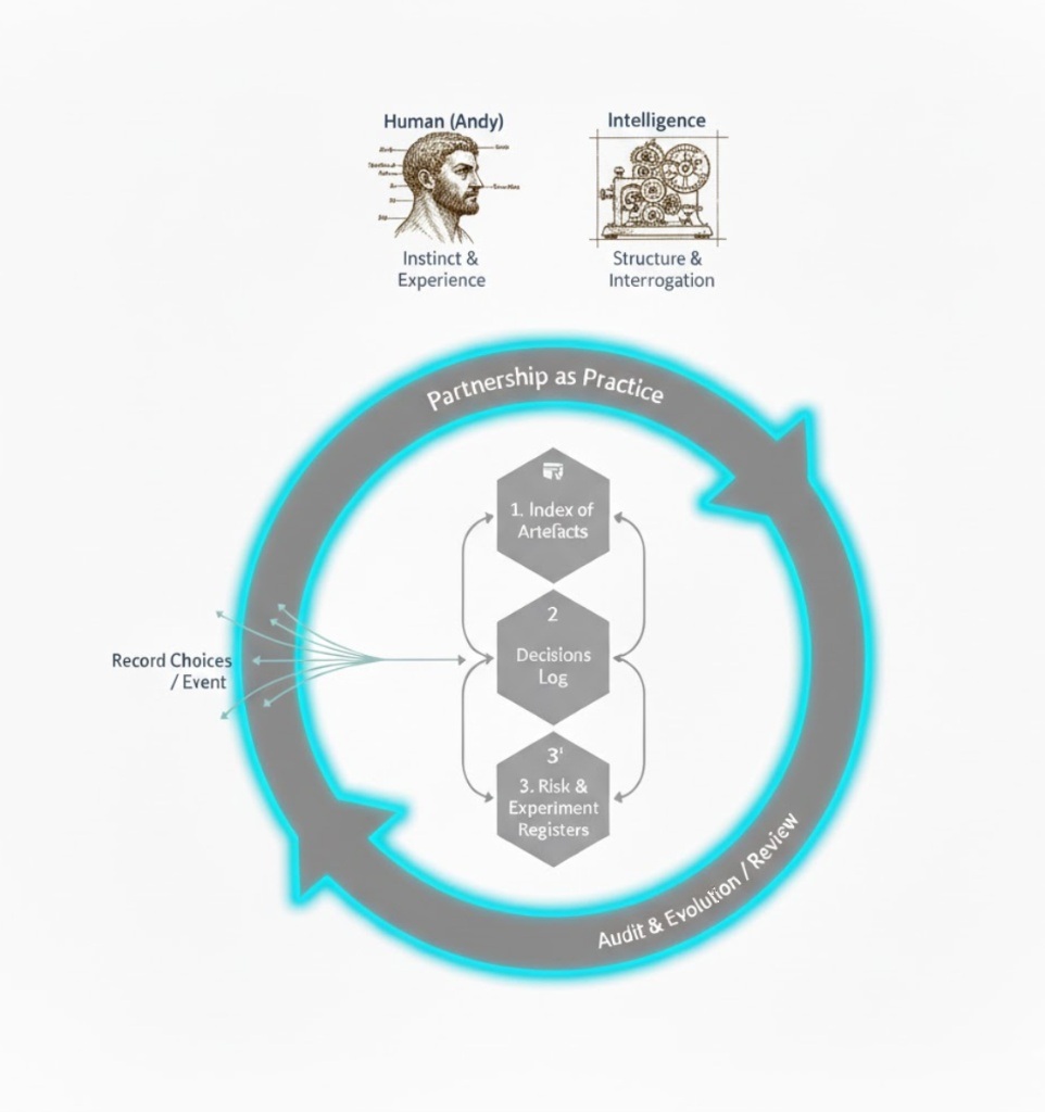 Traceable authorship across index, decisions, and risk registers